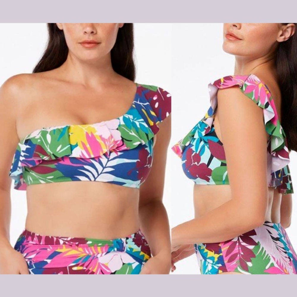 NWT $85 Bleu‎ Rod Beattie [ 6 ] On A Brighter Note Ruffle One Shoulder Top